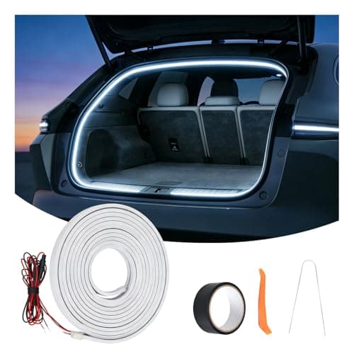 Car LED Strip Lights, 4m/13.12ft Waterproof Car Trunk Light Strip, White Color 6000k, Flexible Cutting Silicone, Auto On/Off, Low Voltage 12V LED Strip Lights for Cars