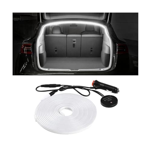 Sandfren Car Trunk LED Strip Light, 12V 16.4FT Flexible Cuttable Silicone Vehicle Trunk Cargo Area Ambient Light, Waterproof Automotive Cargo Neon Strip Lighting, Universal for Vehicles (White)