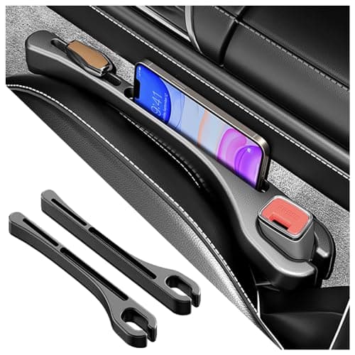 SSNNUU 2PCS Car Seat Gap Filler Organizer with Phone Holder,[Upgrade Version] Car Seat Gap Organizer for Prevent Falling,Essential Car Accessories Car Side Seat Gap Filler (Black)