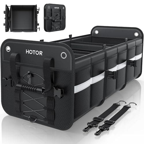 HOTOR Trunk Organizer for SUV – Car Storage Box with Reflective Strips, Collapsible Car Organizer with Large Capacity, Essential Car Accessories for Truck, Van & Sedan, Black, 33.1" x 13.0" x 12.0"