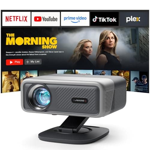 [2200ANSI & Compatible with Netflix] 4K Projector with WiFi and Bluetooth,3D Dolby Audio and Auto Focus Smart Projector, AuKing Outdoor Movie Home Theater Proyector with Omni-Adjustable Stand