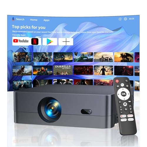 Projector with WiFi and Bluetooth, Native 1080P Portable Outdoor Movie Short Throw Projector with Android 14, Built-in Speaker, Compatible with Smartphone, Fire TV Stick, HDMI/USB