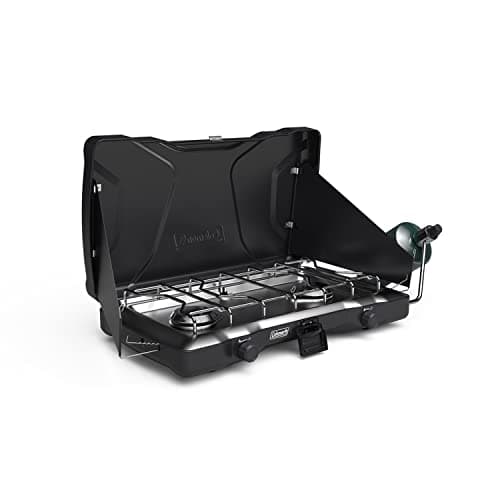 Coleman Triton 2-Burner Propane Stove, Portable Camping Cooktop with 2 Adjustable Burners & Wind Guards, 22,000 BTUs of Power for Camping, Tailgating, Grilling, BBQ, & More