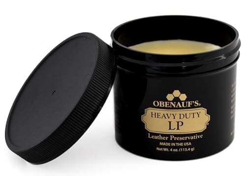 Obenaufs Heavy Duty LP Leather Preservative (4oz)- All Natural Beeswax Oil Conditioner- Rejuvenate Restore & Preserve Sunfaded or Cracked Boots Jackets Saddles Car Auto Upholstery Furniture- USA Made