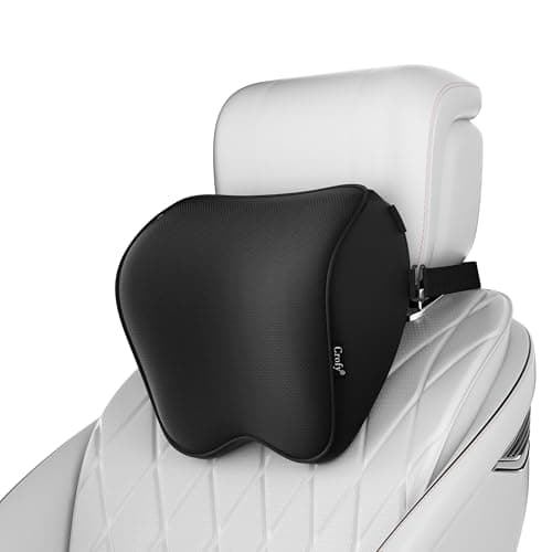 Crofy 2-Pack Car Neck Pillow, Softness Car Headrest Pillow for Driving with Adjustable Strap, 100% Memory Foam and Breathable Removable Cover, Comfortable Ergonomic Design (Black Side Rope)