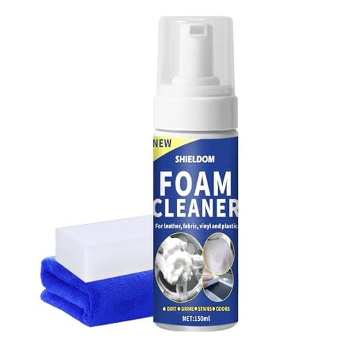 SHIELDOM Multifunctional Car Interior Foam Cleaner Cars Seat Cleaner Multi Purpose Foaming Deep Cleaning for Auto and Home Remove Stain from Leather, Fabric, Carpet, Upholstery and Plastic - 5oz/150ML