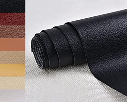 PXBBZDQ Leather Repair Patch Self Adhesive 15.7"×59" Leather Stickers for Car Seats Black Faux Leather Fabric for Upholstery Vinyl Seat Tape for Furniture, Couch Patch Kit for Cars Interior