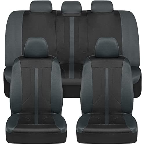 Motor Trend Black & Gray Car Seat Covers Full Set – Front Seat Covers & Rear Bench Seat Cover – Airbag Compatible, 60/40 Split Bench for Smaller Trucks, Cars & SUVs – Automotive Interior Accessories
