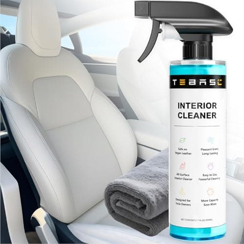 TEBASIC Tesla Interior Cleaner & Seat Stain Remover - Safe for White Vegan Leather - Car Detailing Kit for Model 3 Y S X Cybertruck - Cleans Dashboard, Console, Door & Upholstery Accessories