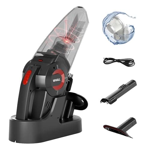 whall Handheld Cordless Car Vacuums, Wet and Dry Use 9000Pa Strong Suction Vacuums, Rechargeable Portable Vacuum Cleaner with LED, Charging Dock, Lightweight Mini Vacuum for Car, Home and Office, Red