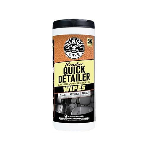 Chemical Guys Leather Cleaning Quick Detailer Wipes (Works on Natural, Synthetic, Pleather, Faux Leather and More) On The Go Car Care Accessory (30 Ct)