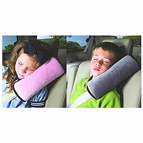 Colorsheng 2 pcs Auto Pillow Car Safety Belt Protect, Shoulder Pad, Adjust Vehicle Seat Belt Cushion for Kids (Grey,Pink)