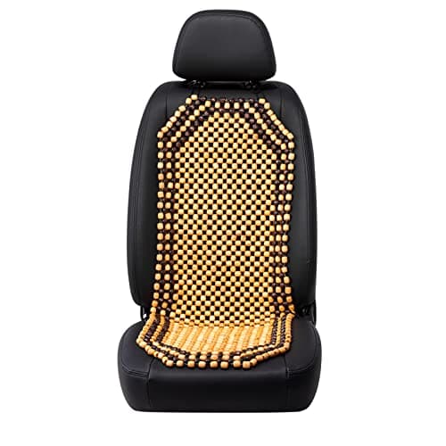 Road Comforts Wood Beaded Seat Cover Back Massage Cushion for Stress Free - Keeps Back from Getting Sweaty While Driving 1PC (Beige)