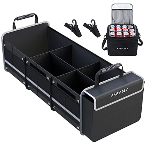 Farasla Waterproof Trunk Organizer with Insulated Leakproof Cooler Bag