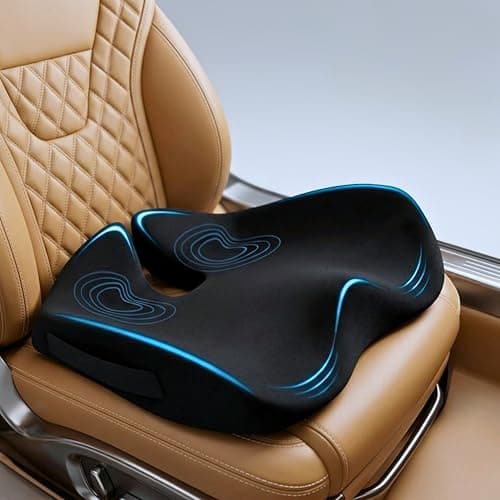 SitCushion Car Seat Cushion for Long Driving – X Large Memory Foam Seat Cushion for Sciatica & Tailbone Pain Relief, Orthopedic Coccyx Cushion with Non-Slip Bottom, Back Pillow for Car, Truck (Black)