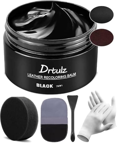 drtulz Black Leather Recoloring Balm, Leather Color Restorer Conditioner, Leather Repair Kits for Vinyl Furniture, Sofa, Car Seats, Shoes - Repair Leather Color on Faded & Scratched Leather Couches