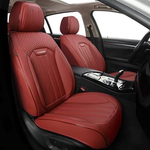 COVER EMPIRE Red Car Seat Covers Full Set, Universal Leather Seat Cover for Cars 5 Seats, Waterproof and Breathable Automotive Seat Cover Front and Rear Seat Covers for Most Trucks, Sedans, SUVs