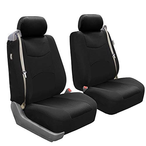 FH Group Car Seat Covers All-Purpose Built-in Seatbelt Front Set - Universal Fit for Cars, Trucks & SUVs (Black) FB351102