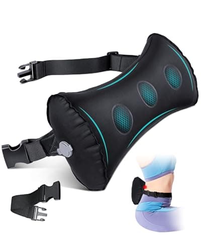 Inflatable Lumbar Pillow for Airplane Travel Lumbar Support Pillow for Car, Office Chair Back Support Office Chair Back Support for Reducing Lower Back Pain (Black)