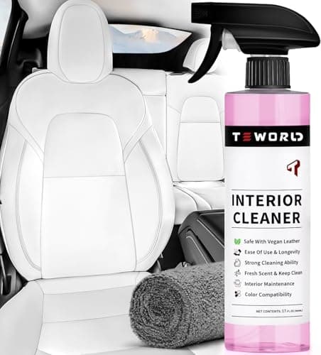 teworld Tesla Seat Cleaner & Remover Stain, Interior Cleaner for White & Black Vegan Leather, Interior Cleaning Kit for Seats, Console, Dash, Tesla Model 3, Y, S, X, Cybertruck Accessories