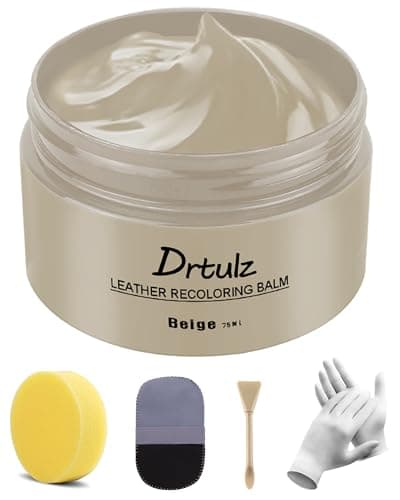 drtulz Beige Leather Recoloring Balm, Leather Color Restorer Conditioner, Leather Repair Kits for Vinyl Furniture, Sofa, Car Seats, Shoes - Repair Leather Color on Faded & Scratched Leather Couches