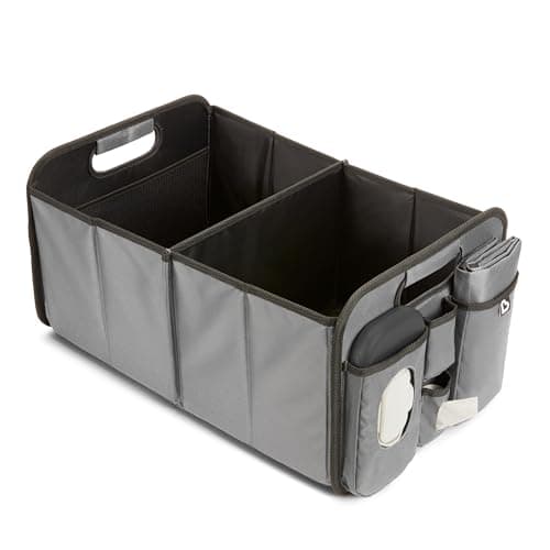 Munchkin Out-n-About Trunk Organizer for SUVs and Cars with Portable Changing Pad and Wet Baby Wipes for Diaper Changes On-the-Go, Collapsible, Grey