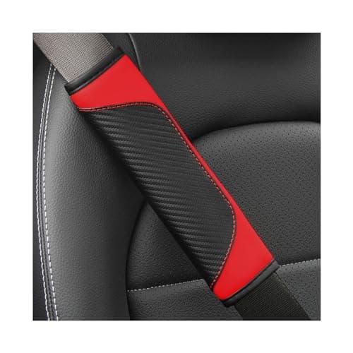 Osilly 2PCS Car Seat Belt Cover, Carbon Fiber Seatbelt Shoulder Protection, Soft Car Seat Belt Strap Cushion Protect Your Neck and Shoulder, Car Accessories Seat Belt Pad for Car Truck (Red)