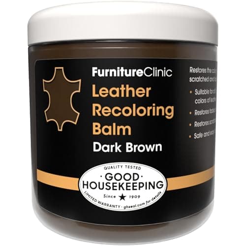 The Original Leather Recoloring Balm by Furniture Clinic - Dark Brown Leather Dye for Furniture, Couches & Car Seats - Restore Scratched, Faded, & Damaged Surfaces