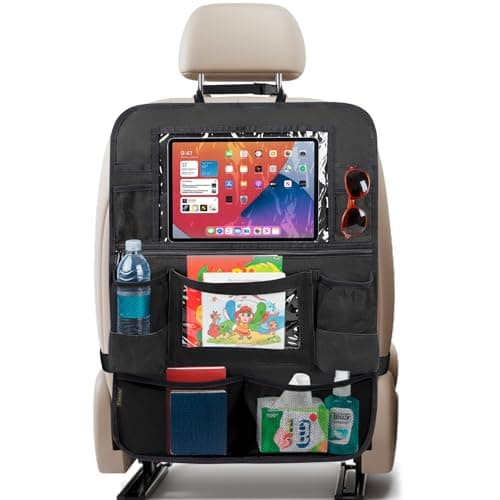 BALEINE Backseat Car Organizer, Back Seat Car Organizers and Storage, Kick Mats Back Seat Protector, Travel Accessories for Most Automotive (1 Pack, Black)