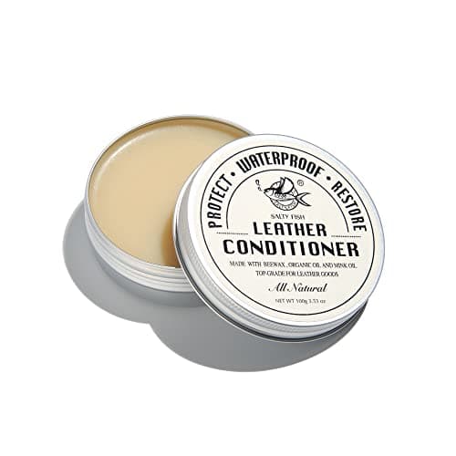 SALTY FISH All-Natural Leather Conditioner and Cleaner,Made with Mink Oil Beeswax,Protect Soften Waterproof Leather Furniture,Car Seats,Shoes,Boots,Bags (3.53 Oz)