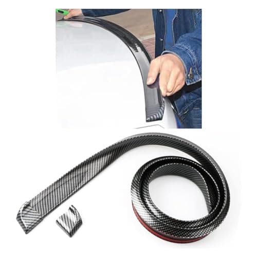 Car Rear Spoiler Roof Lip Kit, Carbon Fiber 3D Rubber Trunk Spoiler Trim Strip Cool Car Decoration, Universal Punch-Free Vehicle Exterior Accessory Sticker (Carbon Fiber Black)