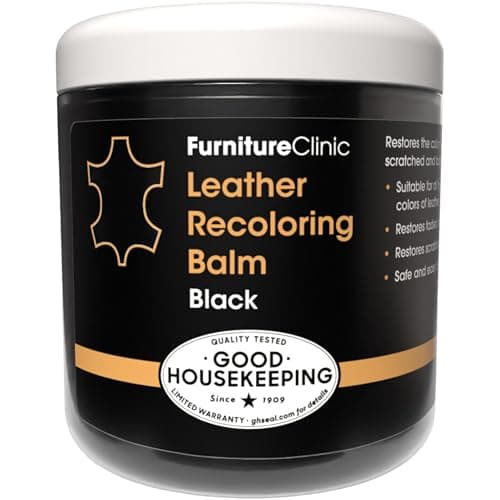 The Original Leather Recoloring Balm by Furniture Clinic - Black Leather Dye for Furniture, Couches & Car Seats - Restore Scratched, Faded, & Damaged Surfaces