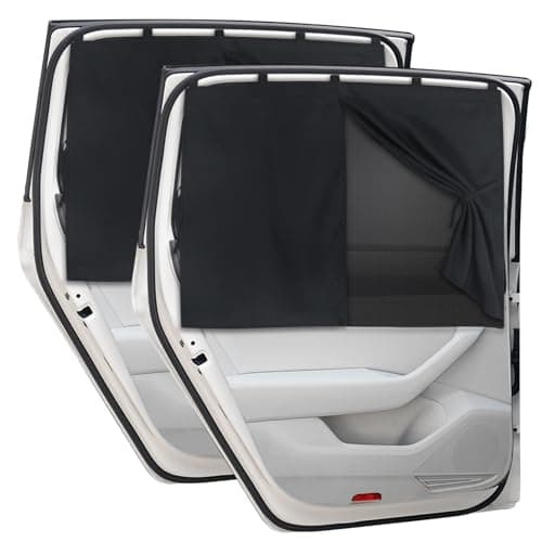Car Window Shades, 2 PCS Magnetic Double Layer Auto Sun Shade for Side Windows Privacy Full Covers/Half Shade Options Back Car Window Curtains for Baby Protection