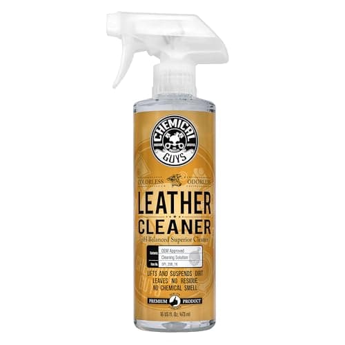 Chemical Guys Colorless and Odorless Leather Cleaner - Safe for Natural, Synthetic, Faux, and Pleather, Car Interior Cleaner, Safe for Furniture, Boots, Apparel, & More - 16 oz