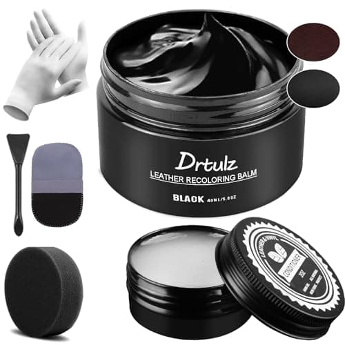 drtulz Black Leather Recoloring Balm, Leather Color Restorer Conditioner, Leather Repair Kits for Vinyl Furniture, Sofa, Car Seats, Shoes - Repair Leather Color on Faded & Scratched Leather Couches