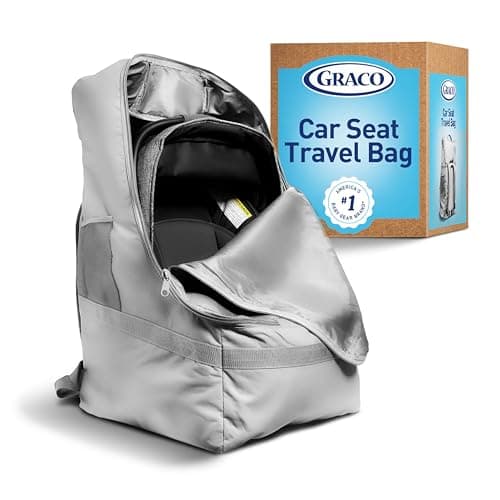 Graco Padded Car Seat Travel Bag & Infant Carrier Backpack, Durable Large Back Pack for Carseats & Booster Seats, Airport Gate Check Bag Luggage, Double Padded Strap, Water Resistant Material, Gray