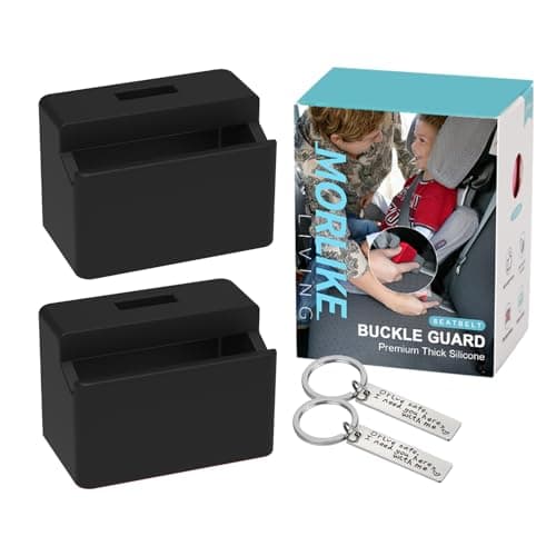 Morlike Silicone Seatbelt Secure Buckle Safety Cover Lock | Keep Children Safe in Car Seat and Prevent Kids from Accidentally Unbuckling | Buckle Guard Fits Almost Vehicles (Black, 2 Pack)