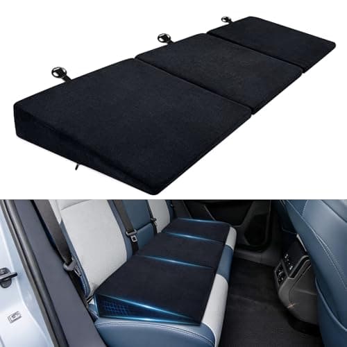 JZHLLA Car Seat Wedge Cushion 3Pcs, Comfortable Car Back Seat Gap Filler to Level Car Backseat, Automotive Foam Wedge Pad for Travel Truck Camping Office & Napping, Black
