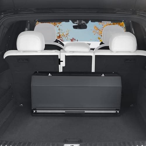 XCF Car Trunk Organizer, Sturdy Car Storage Organizer with Lid and Push-pull Handle Collapsible Leather Cargo Organizer for Suv, Truck, Sedan, Van (Black, 26.7 x 11.4 x 12.2in)