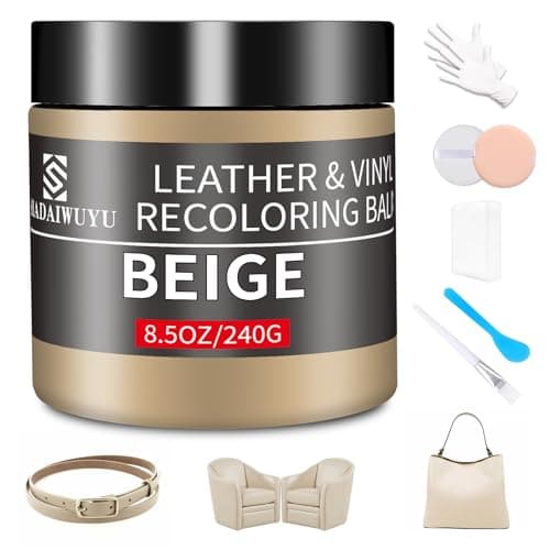 Leather Recoloring Balm,8.5oz Leather Color Restorer,Beige Leather Repair kit for Furniture and Car Interior,Leather Couch Scratch Repair,Leather Dye Paint for Faded,Cracked and Damaged Leather