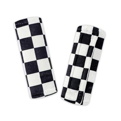 DILIMI Baby Car Seat Belt Covers, 2Pcs Carseat Shoulder Strap Pads, Soft Minky Car Seat Neck Covers, Newborn Car Seat Strap Protectors, Stroller Strap Covers for Baby Kids, Black Checkered