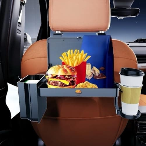 Chikoni Car Back Seat Tray Table Foldable & Stable Backseat Food and Work Desk for Rear Passengers, Adjustable Travel Tray for Road Trip Eating, Plastic