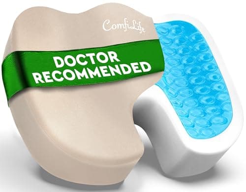 ComfiLife Premium Gel & Memory Foam Seat Cushion – Doctor Recommended Office Chair Cushion, Car Seat Cushion – Chair Cushions for Back & Sciatica Pain Relief – Seat Cushions for Office & Desk (Beige)