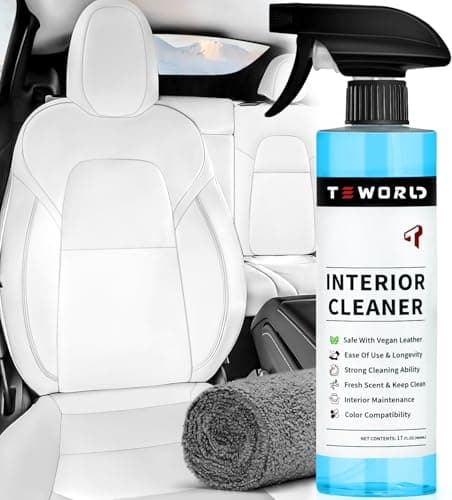 teworld Tesla Seat Cleaner & Remover Stain, Interior Cleaner for White & Black Vegan Leather, Interior Cleaning Kit for Seats, Console, Dash, Tesla Model 3, Y, S, X, Cybertruck Accessories