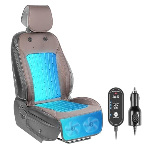 Paffenery 2025 Upgraded Cooling Car Seat Cover Front Seat, 12V-24V Ventilated Cooling Car Seat Cushion, Cooled Seat Cover for Car SUV Truck Universal Fit, Fashion Brown