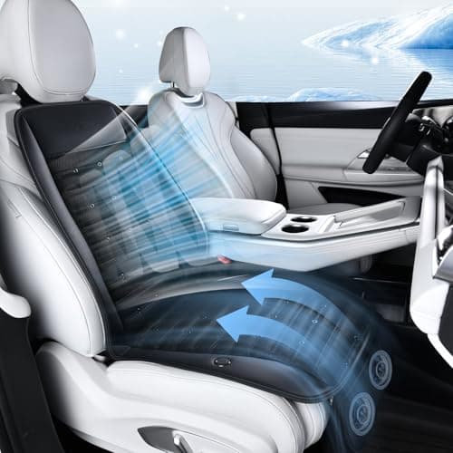FLORICH Cooling Car Seat Cover, 12V-24V Ventilated Seat Cushion Cooling Car Seat Pad for Summer Driving with 2 Powerful Turbo Fans 3-Speed Temperature Adjustable Universal Fit for Car SUV Truck Van
