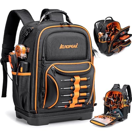 73 Pockets Tool Backpack Heavy Duty for Men Women, Hvac Tool Backpack, Tool Bag Backpack with Laptop Compartment, Waterproof Molded Base, 1680D, Durable Multi-Use Pocket for Electrician Construction