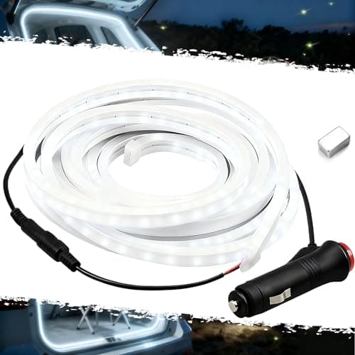 DIBMS 177" Magnetic Induction Dynamic Flowing LED Car Trunk Light Strip, Universal Flexible IP65 Waterproof Cuttable Silicone 12V Interior Ambient Lighting for Cars SUVs Vans White