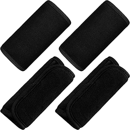 Riakrum 4 Pcs Baby Car Seat Belt Covers Soft Car Seat Straps Shoulder Pads for Kid Infant Stroller Strap Covers Safety Belt Cushion Pads for Boy and Girl(Black,5.7 x 2.6 Inch)