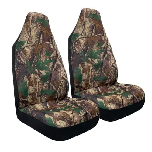 TOYOUN Camo Universal Front Car Seat Covers Waterproof Highback Bucket Seat Covers Green Forest Camouflage Print-Fit Most Cars, Trucks, SUVS, Vans 2 PCS Auto Seat Covers Car Seat Protector